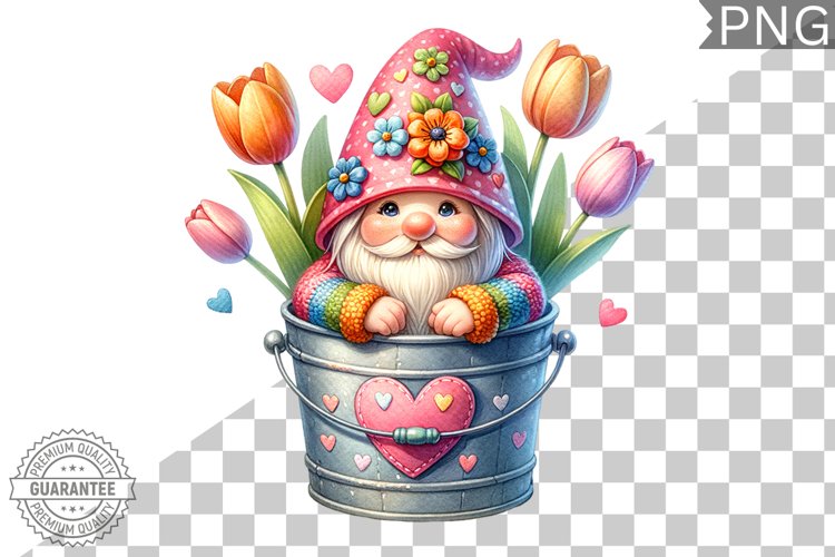Spring Gnome Sublimation - Clipart PNG Design
