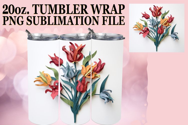 3D Blooming Beauty Tumbler Wrap 20oz example image 1