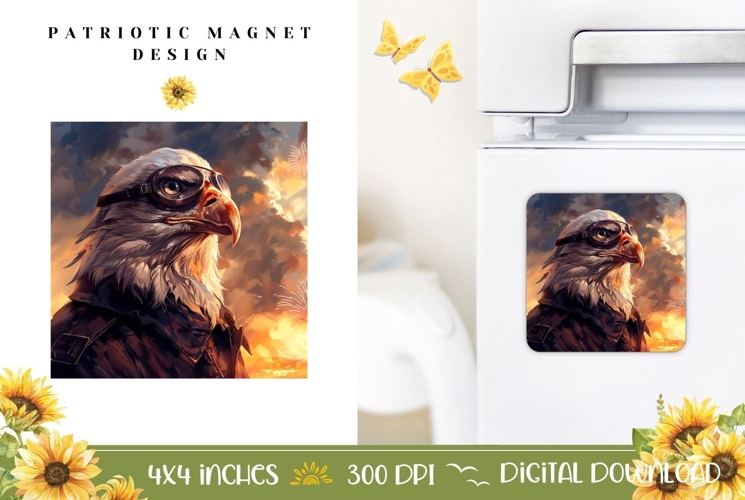 4th of July Magnet Design, Eagle Magnet Sublimation