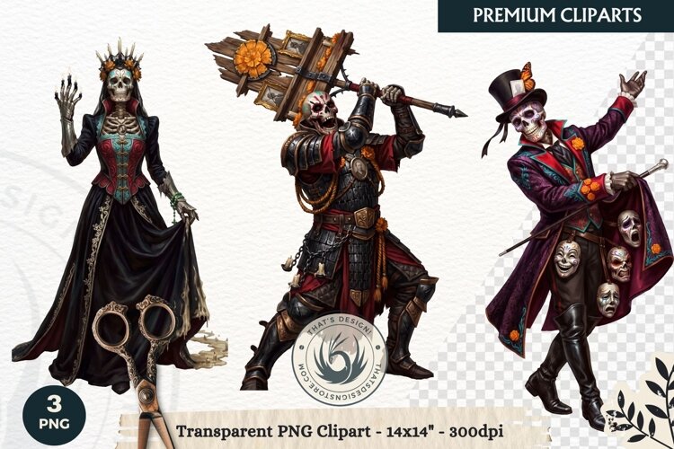 The Marigold Veil Day of the Dead Fantasy RPG Clipart example image 1