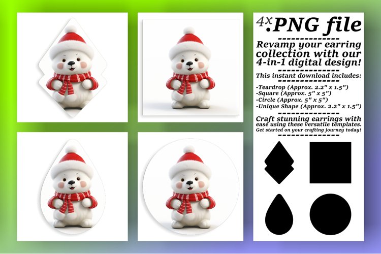 Holiday Charm 3D Chibi Squares - Sublimation Earrings