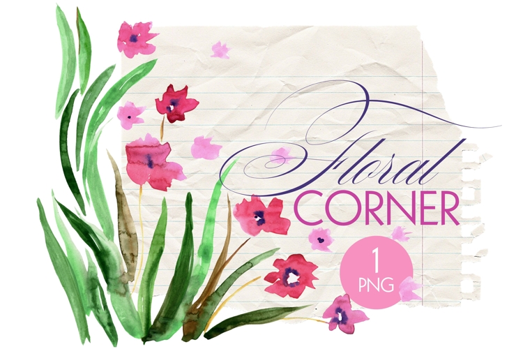 Watercolor Floral Corner PNG Design