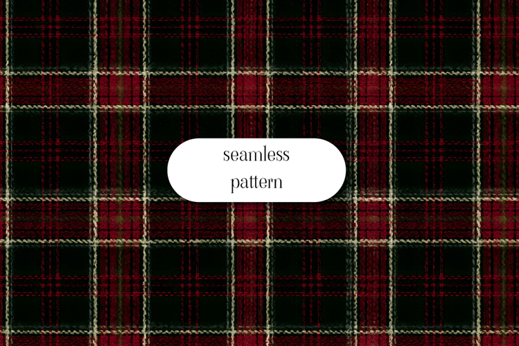Red Black Tartan Seamless Pattern Digital Paper Background