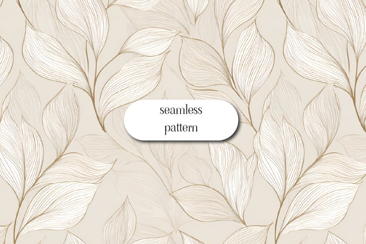 Elegant Minimalist Line Art Leaf Seamless Pattern Design