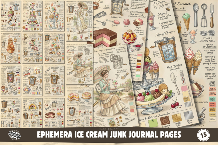 Ephemera Ice Cream Junk Journal Pages