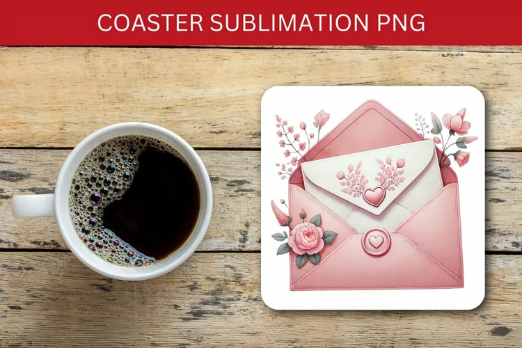 valentine square coaster - love letter