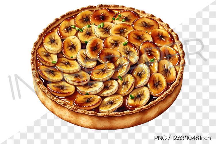A plate of banana caramel tarts PNG Clipart Watercolor Fruit