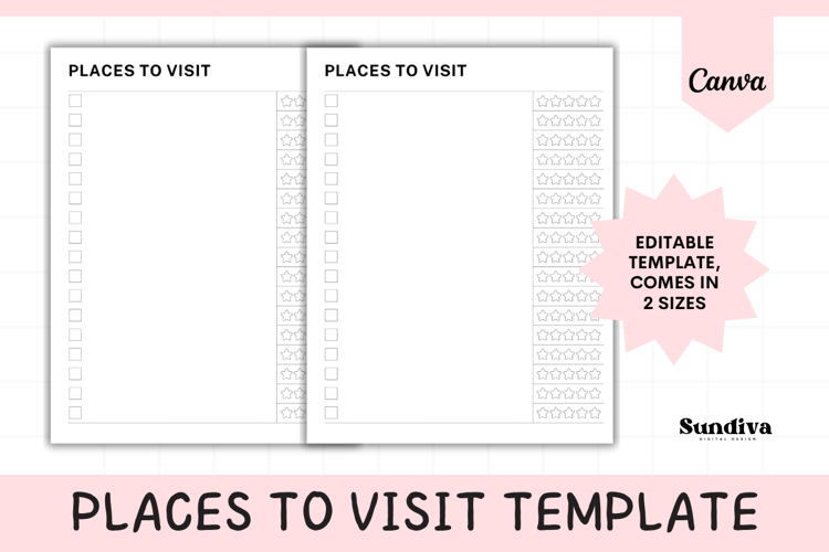 Places To Visit Editable Template 1 | Travel Planner