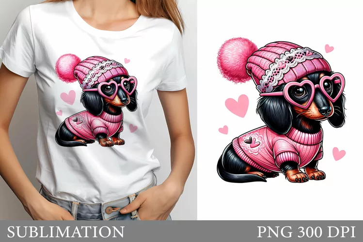 Cute Dachshund Dog Sublimation. Dachshund Dog T-Shirt Design
