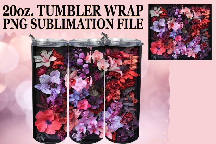Beautiful Flower Pattern Tumbler Sublimation example image 1