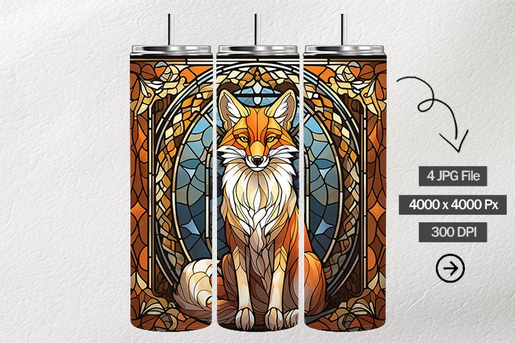 Fox Stained Glass Square Coaster - 04 Variations