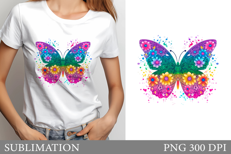 Floral Butterfly Sublimation. Butterfly T-Shirt Design
