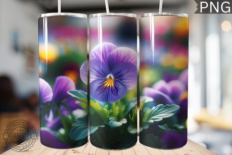 Pansy Flower Tumbler Wrap - Tumbler Design example image 1