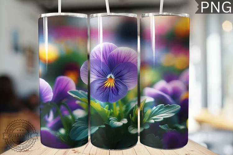 Pansy Flower Tumbler Wrap - Tumbler Design