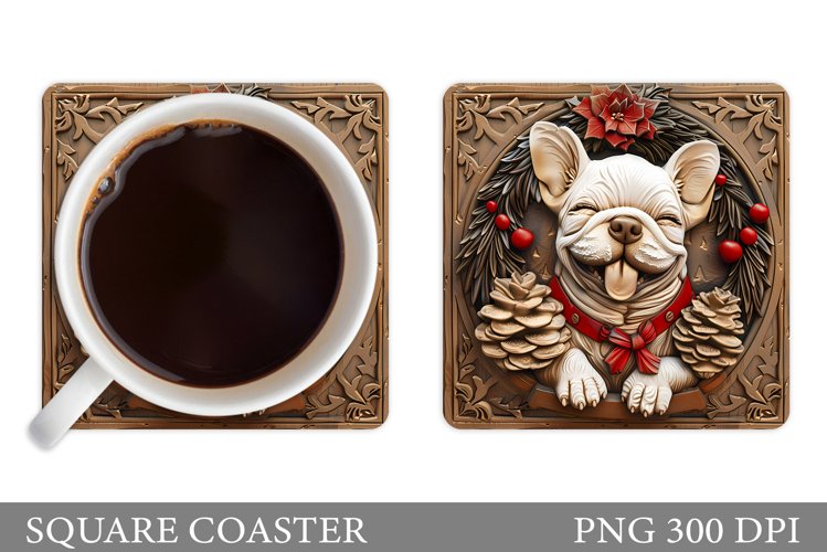 3D Dog Coaster Design. Christmas Dog Coaster Sublimation example image 1