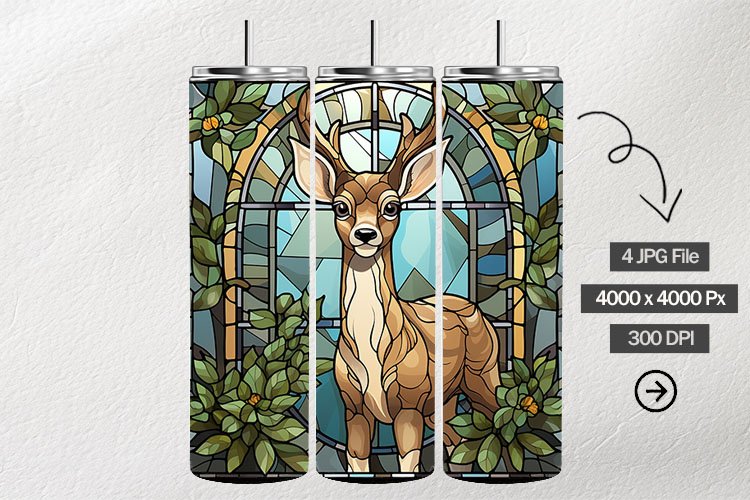 Baby Deer Stained Glass Square Coaster - 4 Variations example image 1