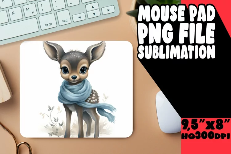 Frosty Fauna Watercolor Elegance - Sublimation Mouse Pad
