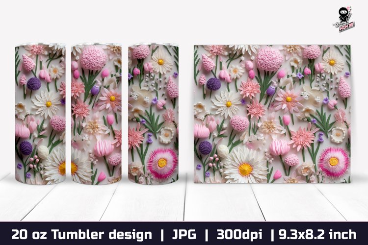 3d Flowers Tumbler, Wildflowers Tumbler Sublimation Wrap