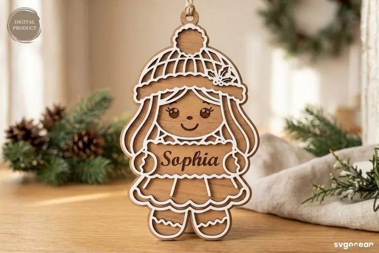 Personalized Gingerbread Ornament Laser Cut | SVG