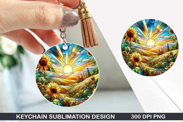 Flower Keychain Sublimation - Spring Keychain PNG Design
