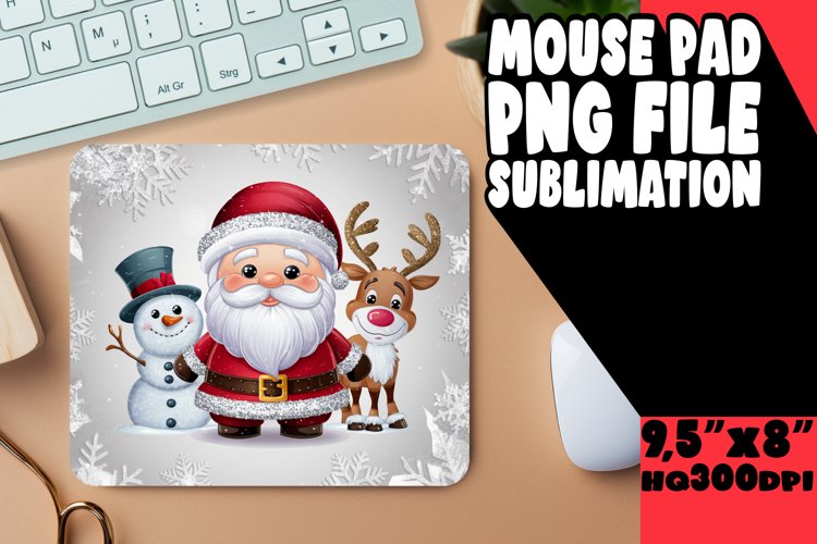 ENCHANTED MOUSE PAD SUBLIMATION STYLE, Christmas Santa
