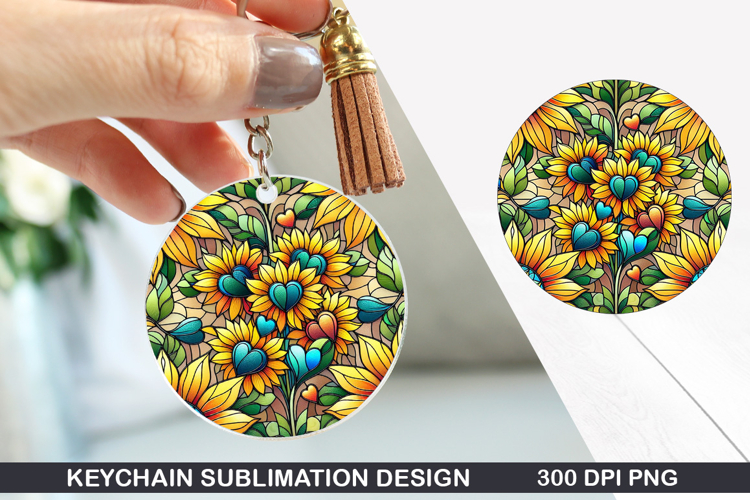 Flower Keychain Sublimation - Spring Keychain PNG Design