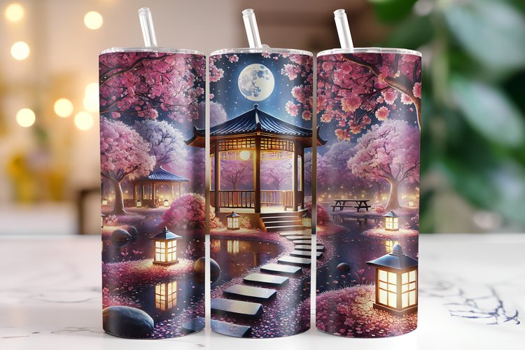 Cherry blossom Tumbler Wrap | Sublimation | Tumblers example image 1