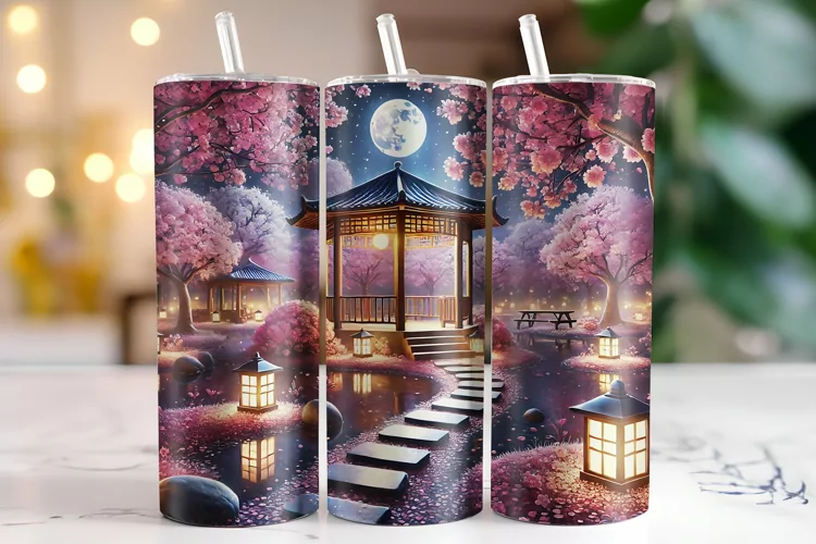 Cherry blossom Tumbler Wrap | Sublimation | Tumblers