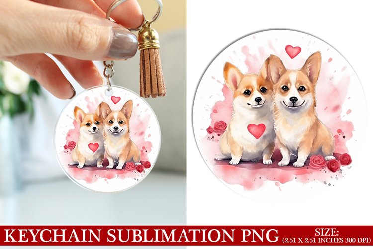 Dog Valentines Day Keychain Sublimation PNG Design