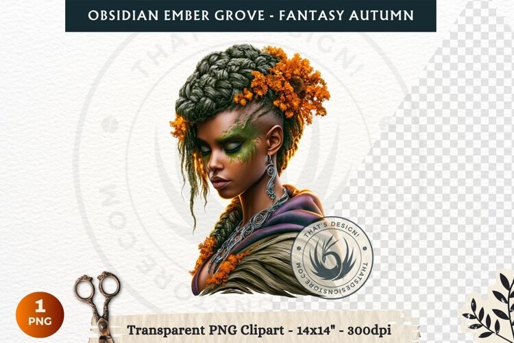 Dark Autumn Fantasy Clipart PNG for RPG Obsidian Ember Grove example image 1