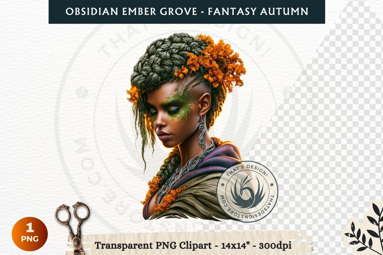 Dark Autumn Fantasy Clipart PNG for RPG Obsidian Ember Grove