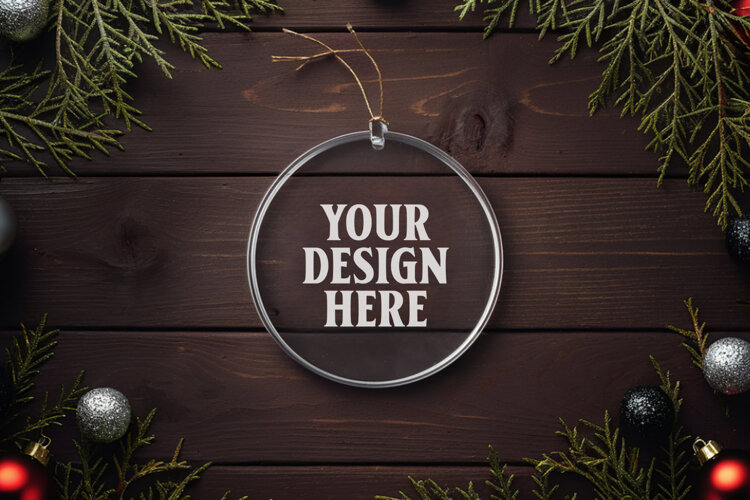 Acrylic Christmas Ornament Mockups | Clear Holiday Ornament example image 1