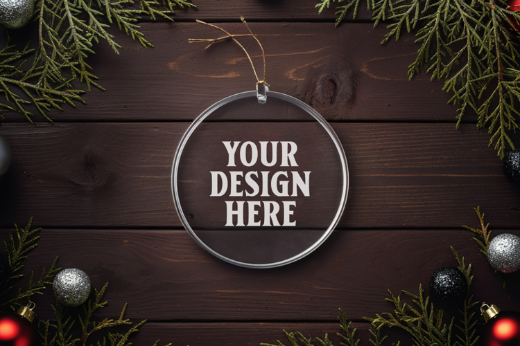 Acrylic Christmas Ornament Mockups | Clear Holiday Ornament