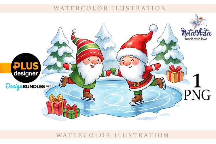 Watercolor Christmas gnomes, Christmas Gnomes