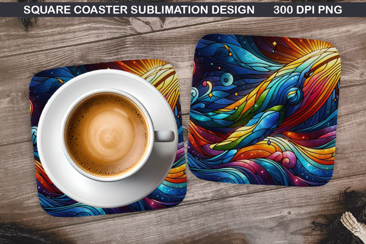 Dolphin Coaster Sublimation, Summer Coaster PNG Design