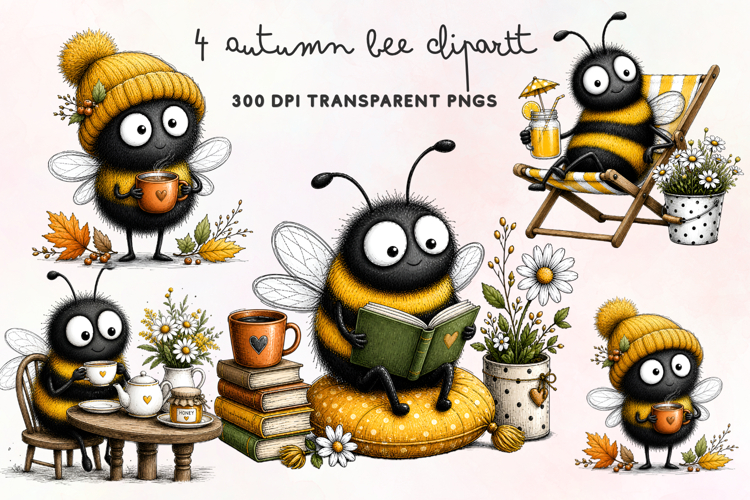 Autumn Bee Clipart PNG