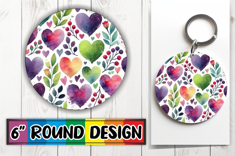 Cheerful Round Design Sublimation PNG, Heart