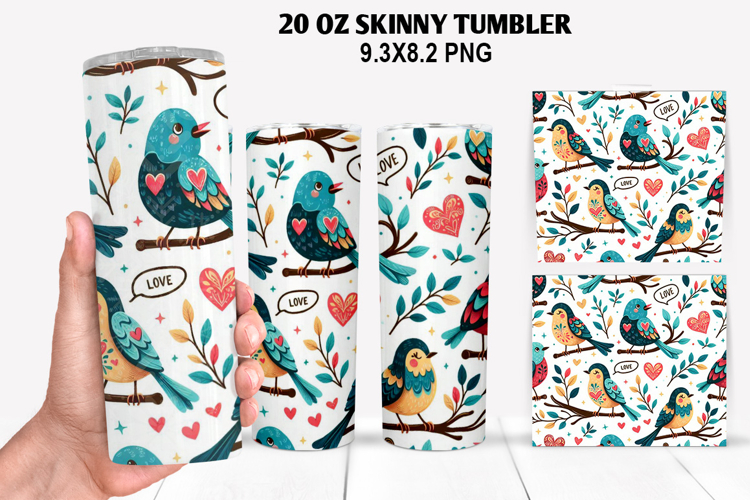 Valentine Skinny Tumbler 20oz Wrap Design, Valentine Tumbler