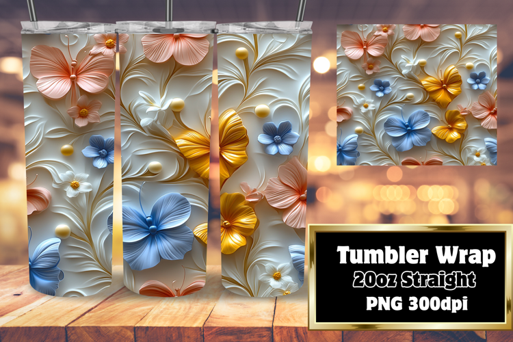 DIY 20oz Tumbler Wrap File , 3D Flower