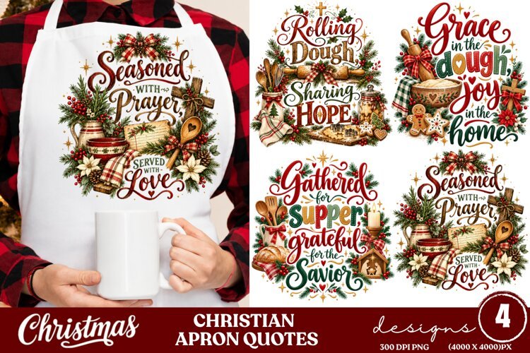 4 Christian Christmas Apron PNG Designs, 4 Faith Christmas B example image 1