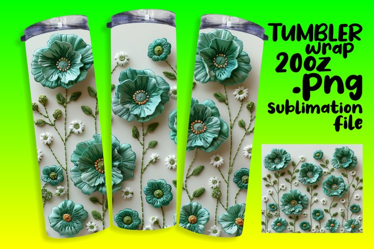 Embroidered Flower Pattern Tumbler Wrap - Spring Blossoms