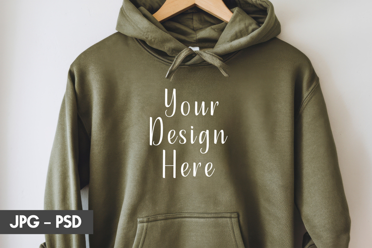 Olive Hoodie psd jpeg mockup