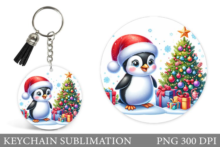 Christmas Penguin Keychain. Christmas Keychain Design example image 1