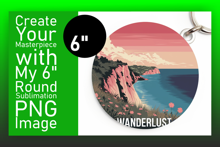 Sleek Keychain Circle Design Template , Adventure