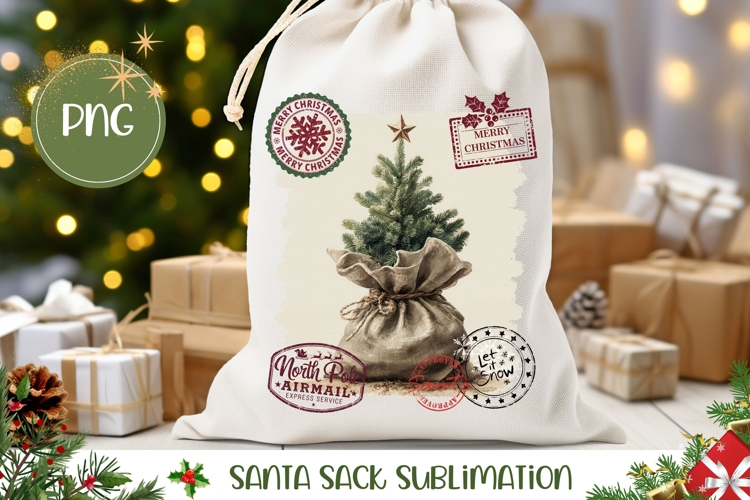 Retro Christmas Tree Santa Sack, Cute Christmas Gift Bag
