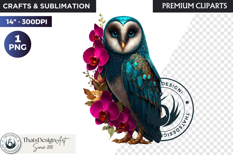 Floral Owl Fantasy clipart, Botanical and Wildlife Graphics