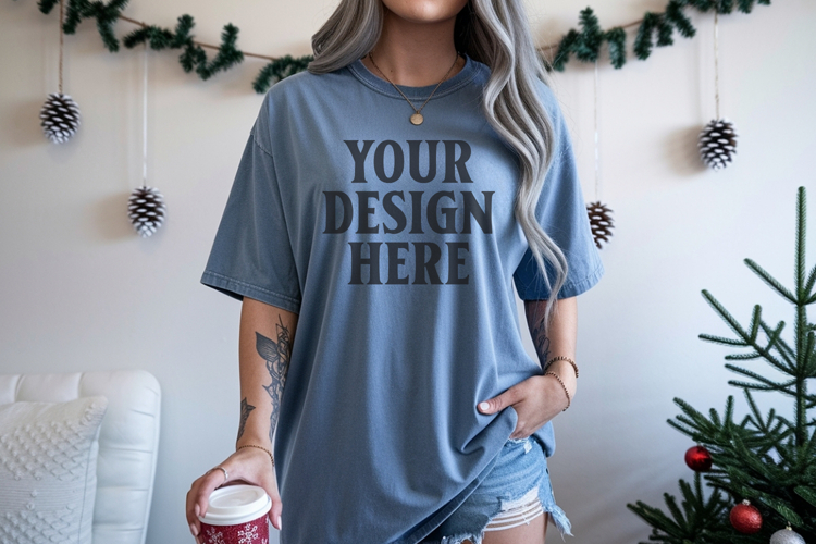 Bay Christmas Comfort Colors 1717 TShirt Mockup,cc1717 mock