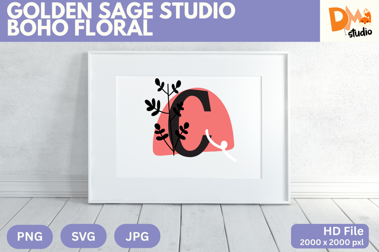 Golden Sage Studio Boho Floral Monogram