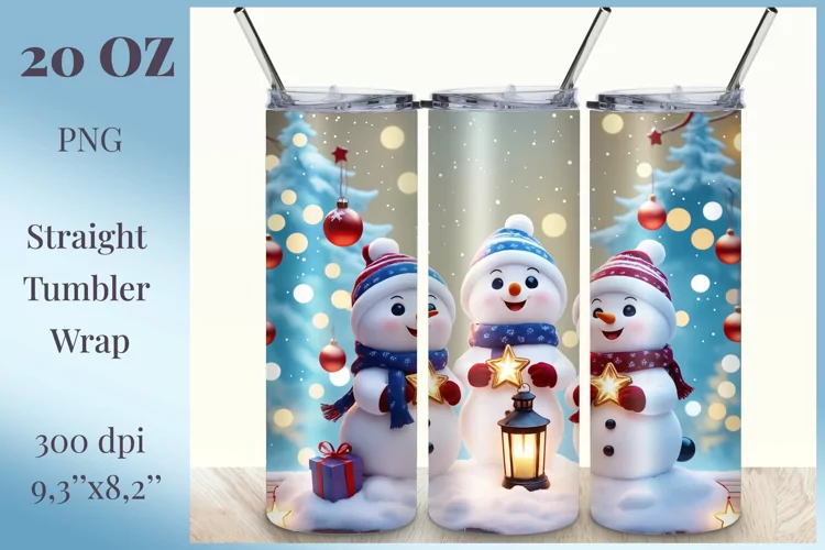 Sublimation Christmas Tumbler Wrap Cute Funny Snowmen, Png