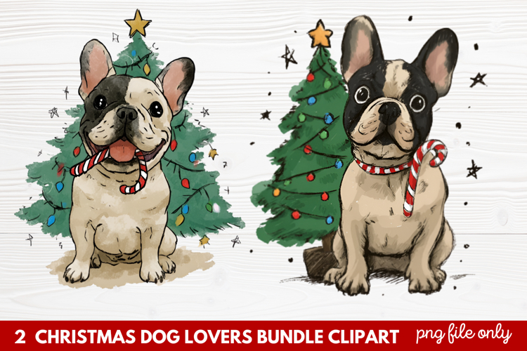 2 Christmas Dog Lovers Clipart | Festive Holiday Puppy PNG